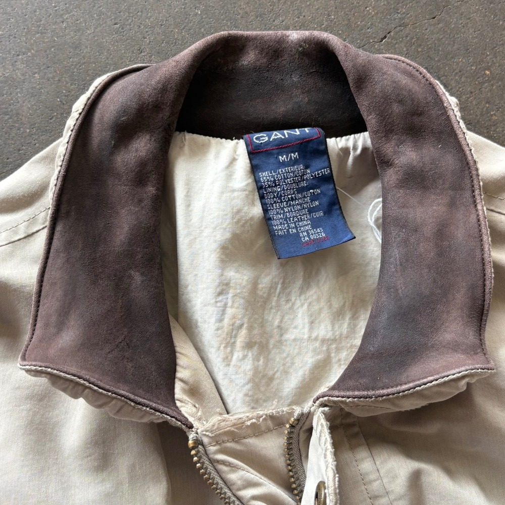 Vintage 90s Gant Flyer Usa Embroidered Flag Jacket Suede Collar Mens M View 4
